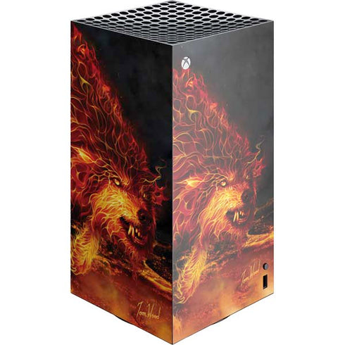 Fire Stalker Wolf by Tom Wood XBox Series X Digital Edition Console Skin