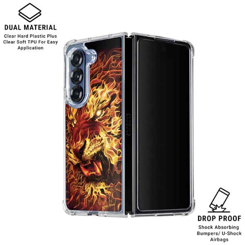 Fire Tiger by Tom Wood Galaxy Z Fold6 Clear Case