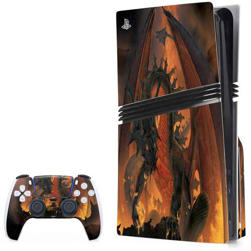 Fireball Dragon by Vincent Hie PS5 Pro Disk Bundle Skin