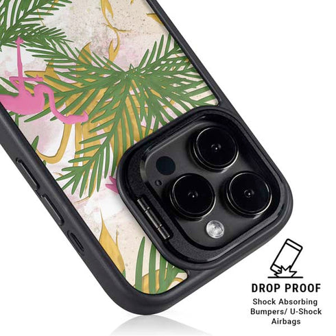 Flamingo Pattern iPhone 14 Pro Max Kickstand Case