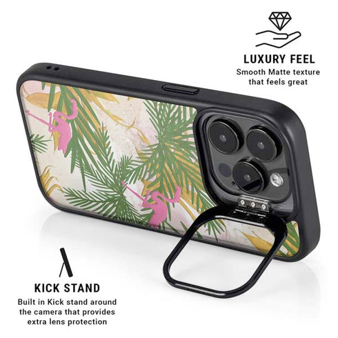Flamingo Pattern iPhone 16 Pro Max Kickstand Case