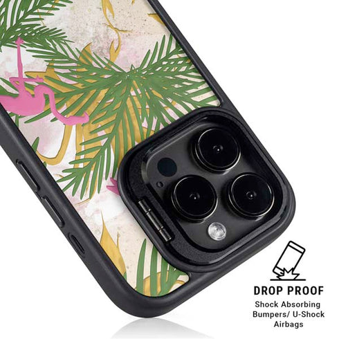 Flamingo Pattern iPhone 16 Pro Max Kickstand Case