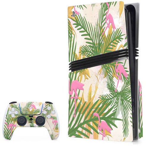 Flamingo Pattern PS5 Pro Disk Bundle Skin