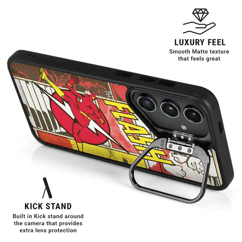 DC Comics Flash Block Pattern Galaxy S25 Kickstand Case