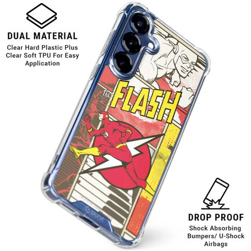 DC Comics Flash Block Pattern Galaxy S25 Clear Case