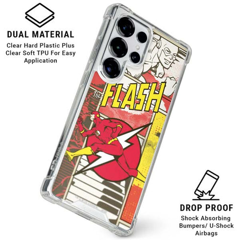 DC Comics Flash Block Pattern Galaxy S26 Ultra Clear Case