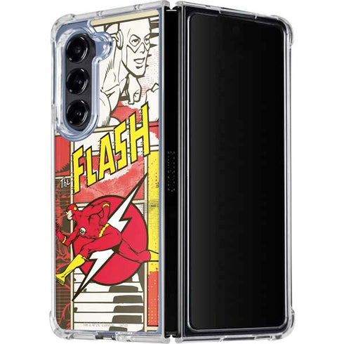 DC Comics Flash Block Pattern Galaxy Z Fold5 5G Clear Case