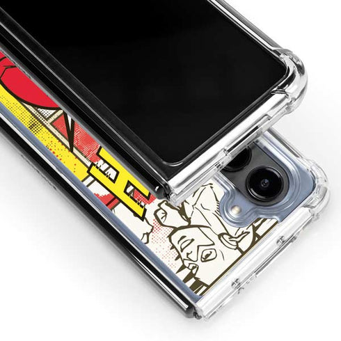 DC Comics Flash Block Pattern Galaxy Z Fold5 5G Clear Case