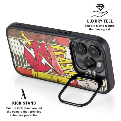 DC Comics Flash Block Pattern iPhone 14 Pro Max Kickstand Case
