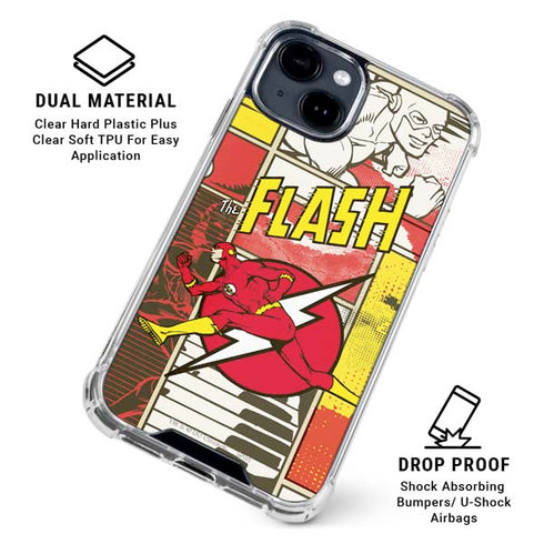 DC Comics Flash Block Pattern iPhone 15 Clear Case