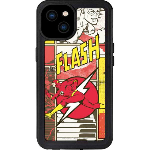 DC Comics Flash Block Pattern iPhone 15 Plus Waterproof Case