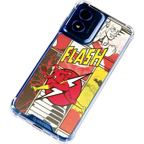 DC Comics Flash Block Pattern Moto G Play 4G (2024) Clear Case