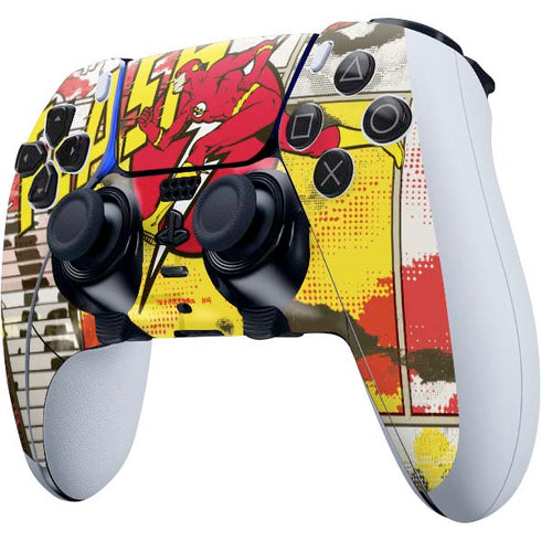 DC Comics The Flash Vintage Action Pose Pattern PS5 DualSense Edge Pro Controller Skin