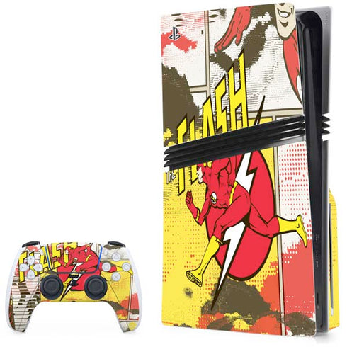 DC Comics Flash Block Pattern PS5 Pro Disk Bundle Skin