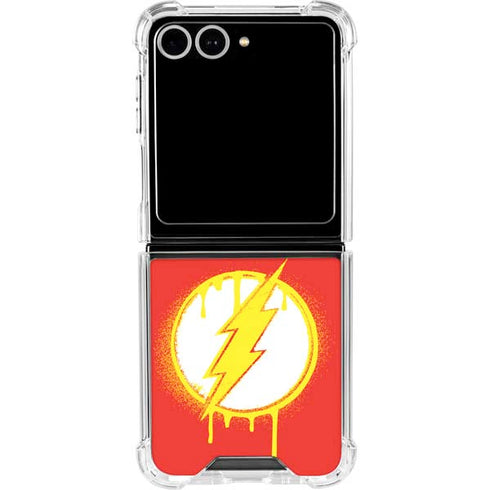 DC Comics The Flash Emblem Drip Galaxy Z Flip7 Clear Case