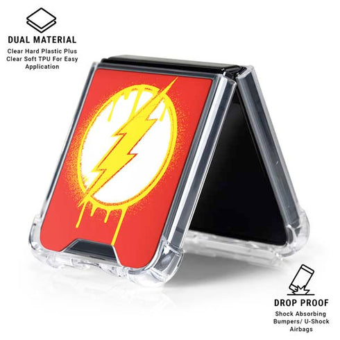 DC Comics The Flash Emblem Drip Galaxy Z Flip7 Clear Case