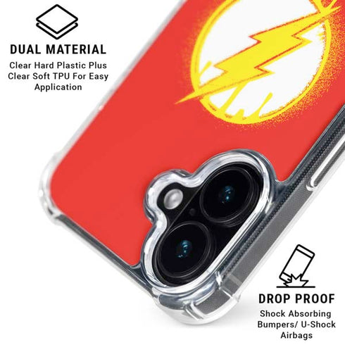 DC Comics The Flash Emblem Drip iPhone 16 Plus Clear Case
