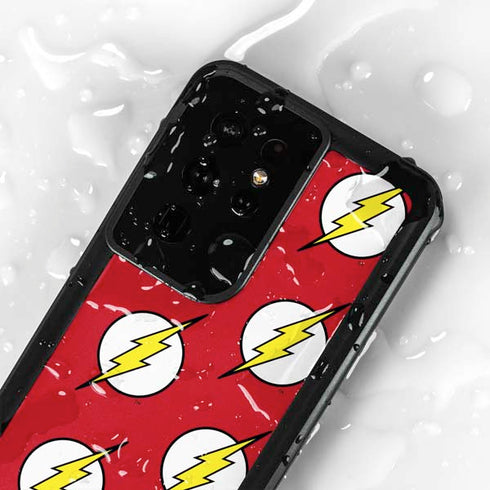 DC Comics The Flash Logo Pattern Galaxy S24 Ultra Waterproof Case