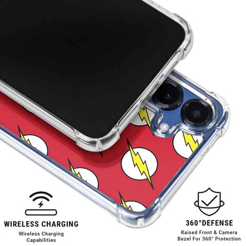 DC Comics The Flash Logo Pattern Galaxy S25 Plus Clear Case