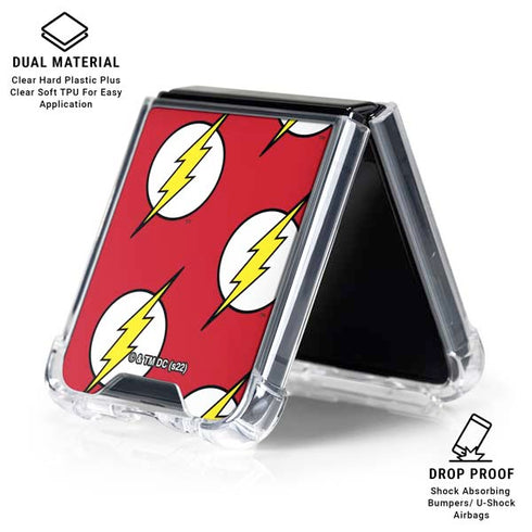 DC Comics The Flash Logo Pattern Galaxy Z Flip6 Clear Case