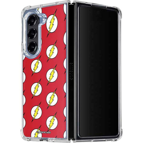 DC Comics The Flash Logo Pattern Galaxy Z Fold5 5G Clear Case