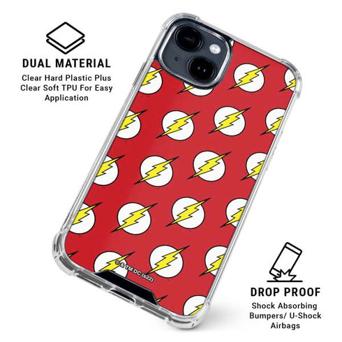DC Comics The Flash Logo Pattern iPhone 15 Clear Case