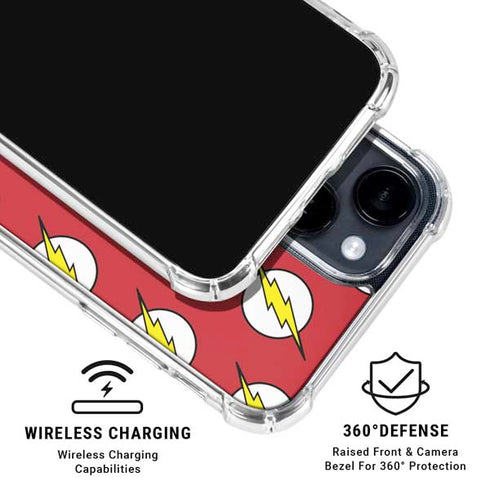 DC Comics The Flash Logo Pattern iPhone 15 Clear Case