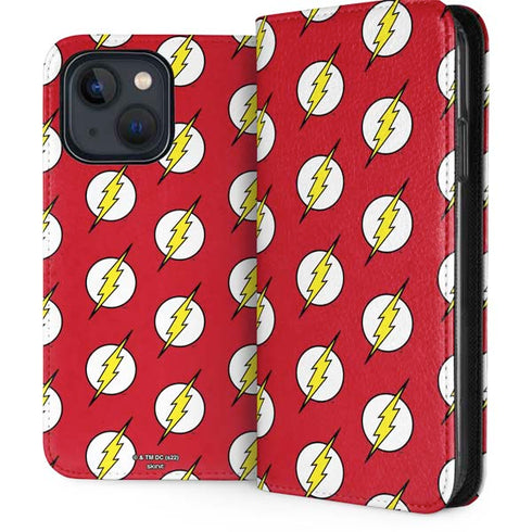 DC Comics The Flash Logo Pattern iPhone 15 Folio Case