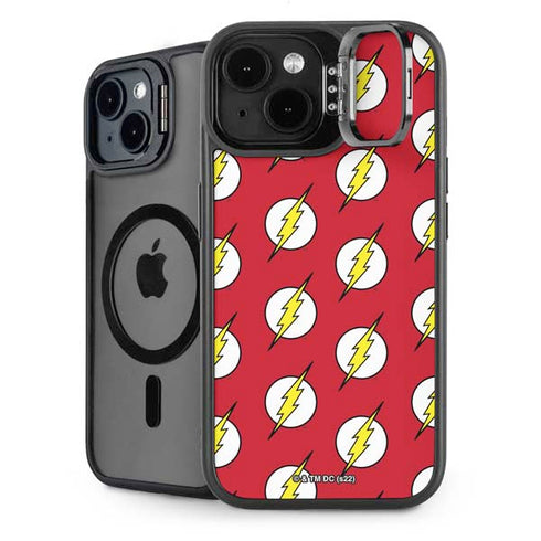 DC Comics The Flash Logo Pattern iPhone 15 Plus Kickstand Case
