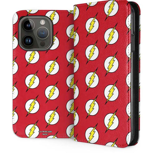 DC Comics The Flash Logo Pattern iPhone 15 Pro Folio Case