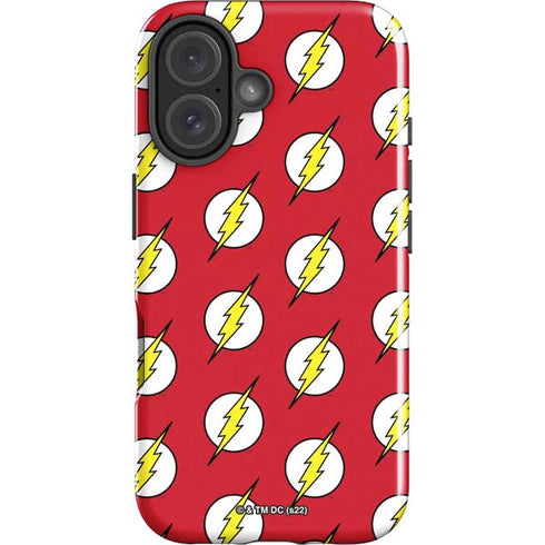 DC Comics The Flash Logo Pattern iPhone 16 Plus Impact Case