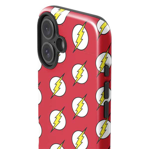 DC Comics The Flash Logo Pattern iPhone 16 Plus Impact Case