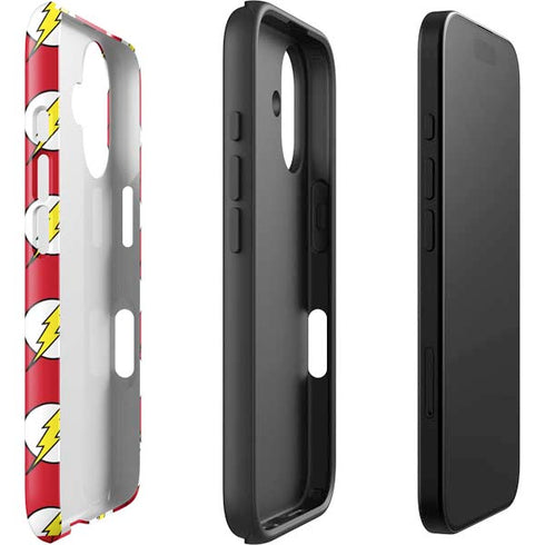 DC Comics The Flash Logo Pattern iPhone 16 Plus Impact Case