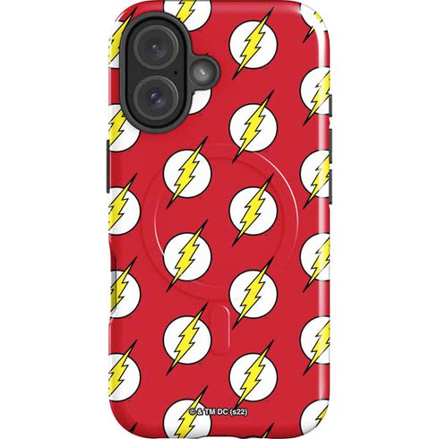 DC Comics The Flash Logo Pattern iPhone 16 Plus Magsafe Impact Case