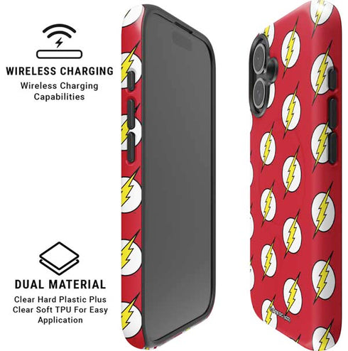 DC Comics The Flash Logo Pattern iPhone 16 Plus Magsafe Impact Case