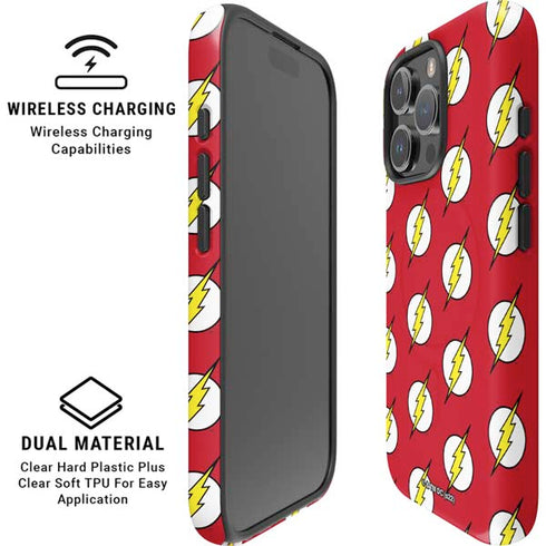 DC Comics The Flash Logo Pattern iPhone 16 Pro Magsafe Impact Case