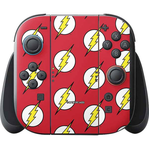 DC Comics The Flash Logo Pattern Nintendo Switch 2 (2025) with Joy-Con Skin