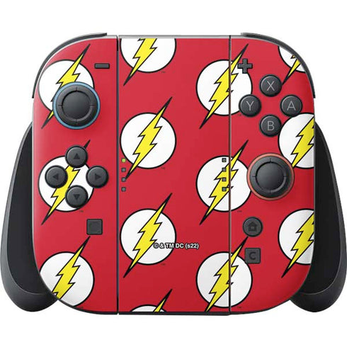 DC Comics The Flash Logo Pattern Nintendo Skins