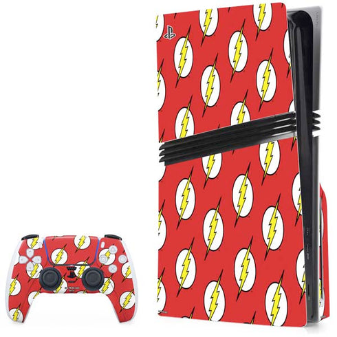 DC Comics The Flash Logo Pattern PS5 Pro Disk Bundle Skin