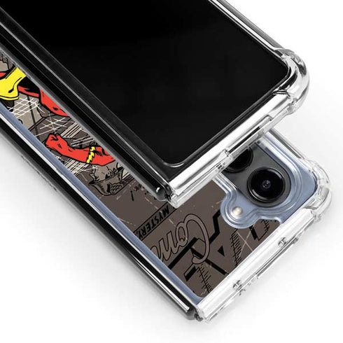 DC Comics Flash Mixed Media Galaxy Z Fold5 5G Clear Case