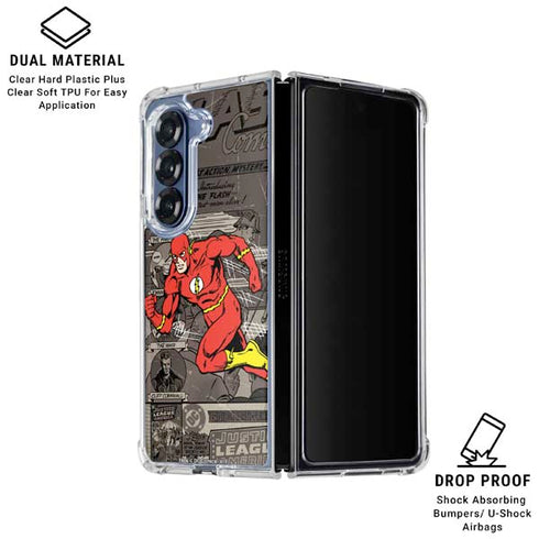DC Comics Flash Mixed Media Galaxy Z Fold6 Clear Case