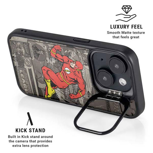 DC Comics Flash Mixed Media iPhone 15 Kickstand Case
