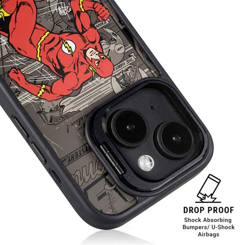 DC Comics Flash Mixed Media iPhone 15 Kickstand Case