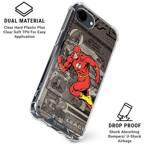 DC Comics Flash Mixed Media iPhone 16e Clear Case