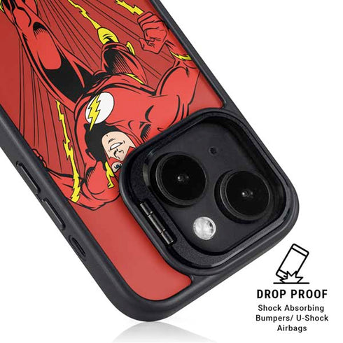 DC Comics The Flash Classic Action Pose Art iPhone 15 Plus Kickstand Case