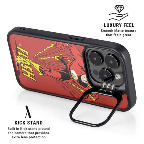DC Comics The Flash Classic Action Pose Art iPhone 15 Pro Kickstand Case