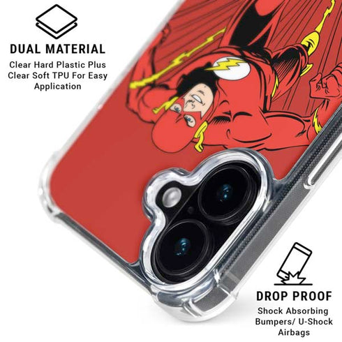 DC Comics The Flash Classic Action Pose Art iPhone 16 Clear Case