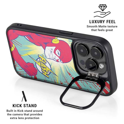 DC Comics The Flash Classic Art Smile Blast iPhone 14 Pro Kickstand Case