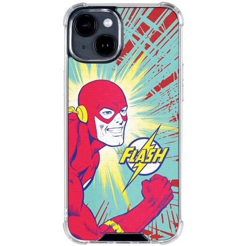 DC Comics The Flash Classic Art Smile Blast iPhone 15 Clear Case