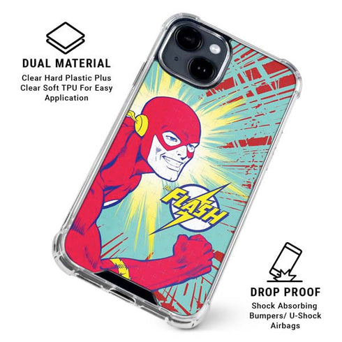 DC Comics The Flash Classic Art Smile Blast iPhone 15 Clear Case